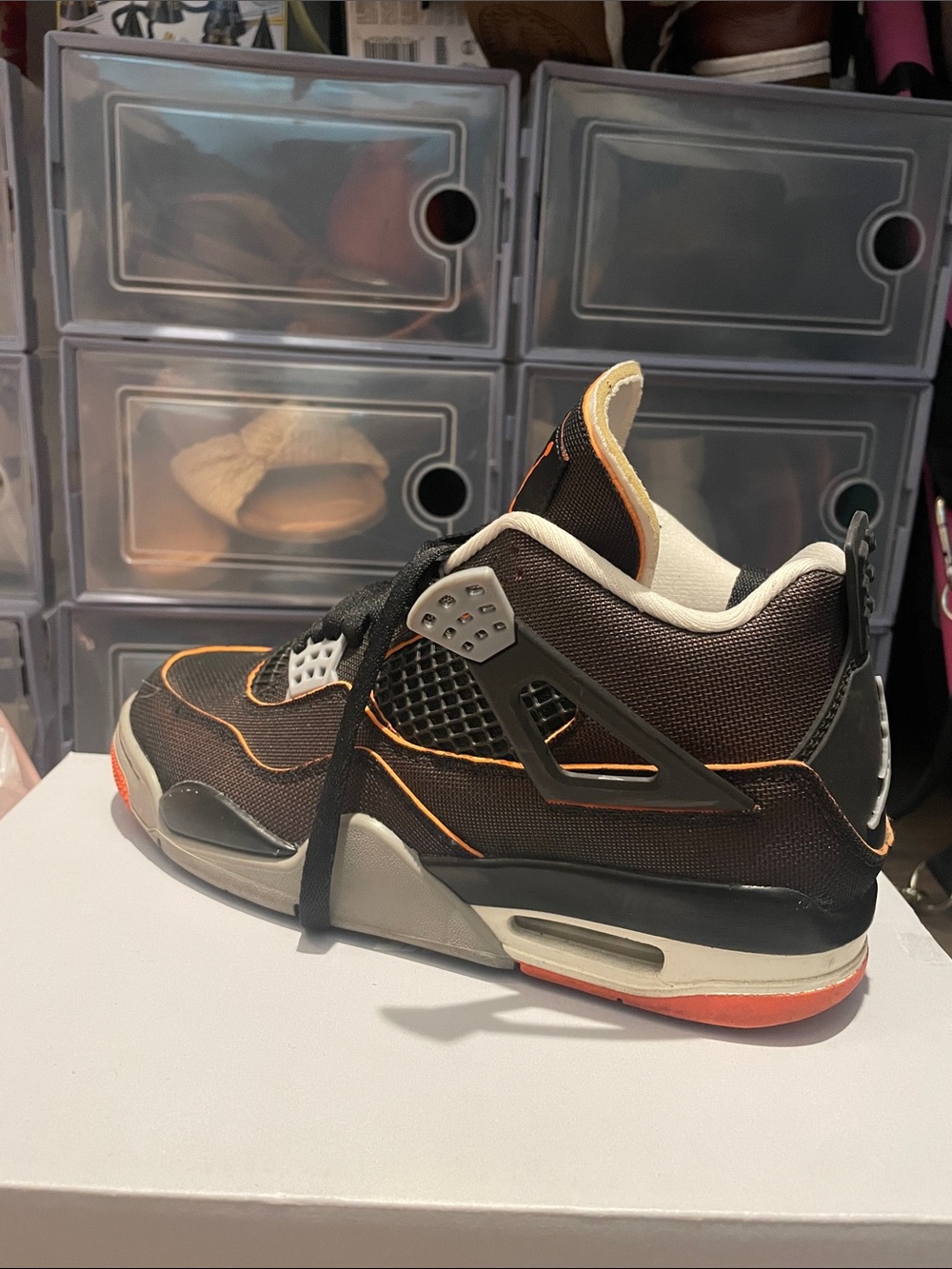Jordan Black and Orange Low-Top Sneakers